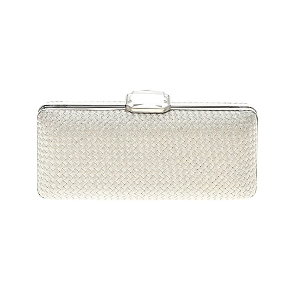Sondra Rogers Silver Woven Clutch Bag